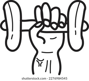 Doodle lifting dumbbells icon outline vector