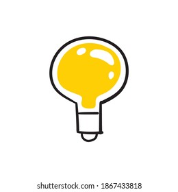 Doodle light bulb. Electric lamp hand drawn illustration. Yellow lightbulb vector sketch. Symbol of idea and solution.