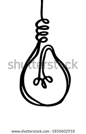 Doodle light bulb hand drawn with felt pen brush, isolated on white background. Vector illustration