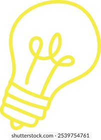 Doodle Light Bulb Icon, Simple Idea Symbol