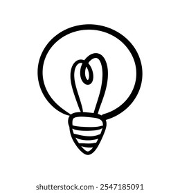 Doodle light bulb icon vector illustration for concept design. 