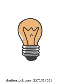 doodle light bulb in linear kids' style 