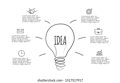 Doodle Lightbulb Infographic 6 Options Hand Stock Vector (Royalty Free ...