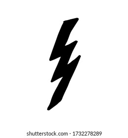 Doodle Blitz. Hand gezeichnet von einem Blitz isoliert auf einem weißen Hintergrund. Vector-Illustrationsaufkleber, Symbol, Designelement