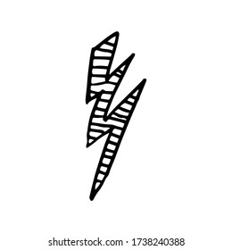 Doodle lightning. hand drawn of a lightning isolated on a white background. Vector illustration sticker, icon, design element