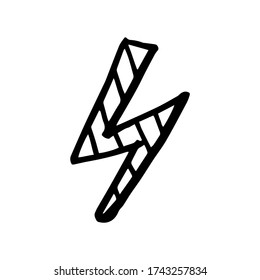 Doodle lightning. hand drawn of a lightning isolated on a white background. Vector illustration sticker, icon, design element