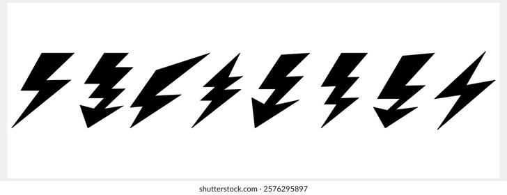 Doodle lightning icon. Stencil thunder charging power for electricity and batteries. Hand drawn light. Vector stock illustration