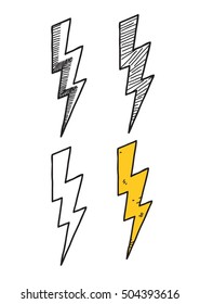 doodle lightning set of vector