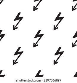 Doodle lightning. Vector illustration of seamless pattern.