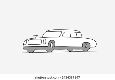 Doodle Limousine Auto. Konturzeichnung