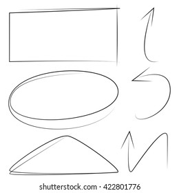 doodle line arrow circle rectangle marker