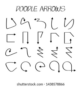 doodle line arrow icons set