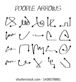 doodle line arrow icons set