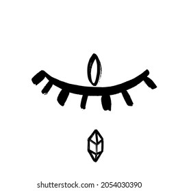 Doodle Line art Eye Icon. Magic, witchcraft, occult symbol. Karma, magical eye, decor element. Hand drawn vector illustration.