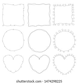 doodle line art frame collection eps10 vecters illustration