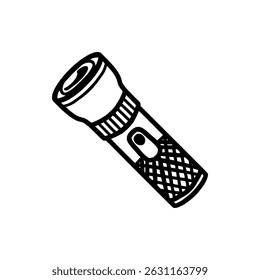 Doodle Line Art of Handheld Flashlight Vector Drawing Design