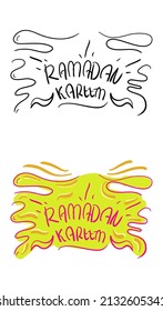 doodle line art ramadhan kareem can be used for photos, social media, wallpapers. variation of line art and yellow color