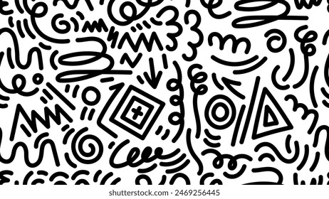 Doodle line art seamless background