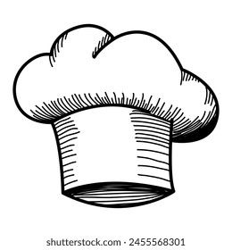 Doodle línea de arte Ilustración vectorial de un sombrero de chef aislado en blanco