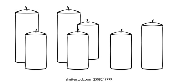 Doodle line art vector illustration of Candle. Candle for Halloween event. Candle illustration. Halloween theme illustration