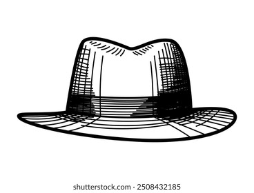 Doodle line art vector illustration of a fedora hat