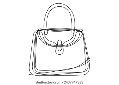 Doodle Line Bag Art Illustration. Silhouette Outline Bag Diplomat Case Symbol Contour Hand Drawn Curve Bag Line Decoration