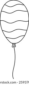 Doodle Line Birthday Balloon Vector Illustration