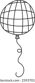 Doodle Line Birthday Balloon Vector Illustration