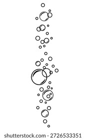Doodle línea de burbujas de bebida efervescente aislado sobre fondo blanco.