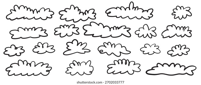 ilustração de vetor céu desenhado à mão na nuvem de linha de doodle