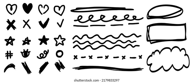 Doodle Line Cute Scribble Sketch Set Stock Vector Royalty Free 2179833297 Shutterstock 6204