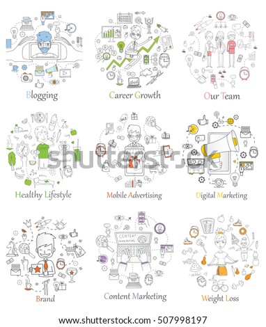 doodle line design web banner templates stock vector royalty free