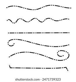 doodle line dot dash border vector set