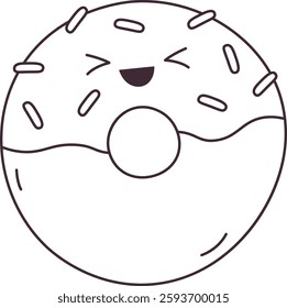 Doodle Line Doughnut Laughing Character Vector Illustration