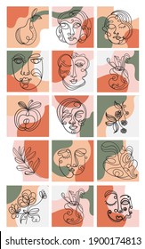Doodle line drawing set on abstract background