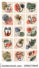 Doodle line drawing set on abstract background