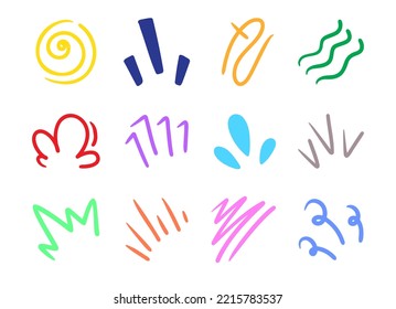 Doodle line emotion illustration vector collection. Colorful set element.