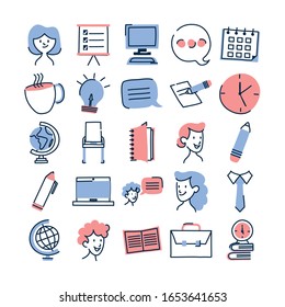 doodle line fill style icon set design, Ornament sketch art drawing cute idea creative and decorative theme Vector illustration