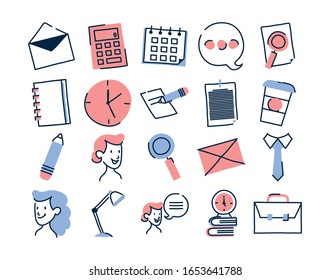 doodle line fill style icon set design, Ornament sketch art drawing cute idea creative and decorative theme Vector illustration