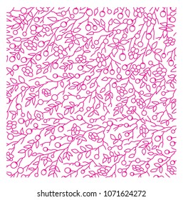 doodle line fruit flower tree branch pattern vector background