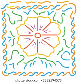 Doodle line. Fun colorful line doodle seamless pattern. Creative minimalist style art background for children or trendy design with basic shapes. Simple childish scribble backdrop.