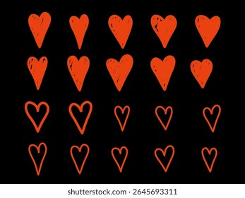 Coeur Doodle Line. Esquisse Rouge Gras Vibrant Symbole d'Amour Romantique. Carte de voeux de Mariage et de Saint-Valentin Design Element. Croquis Contour Stroke Coeur Irrégulier Imparfait