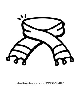 Doodle-Line-Symbol mit Schal 