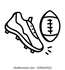 A doodle line icon of rugby kick