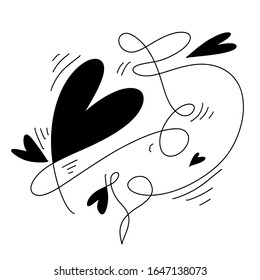 Doodle line illustration for your design. Hearts doodle illustration for your design. Monoline