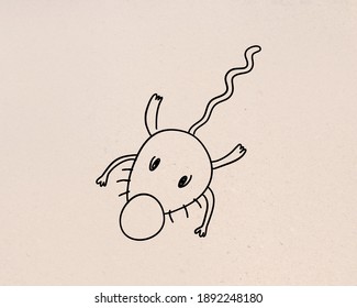 Doodle line, Little mouse. Drawing of set baby hand-drawn. (Vector illustration)
