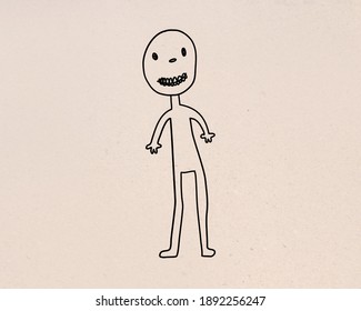 Doodle line, Little zombie. Drawing of set baby hand-drawn. (Vector illustration)
