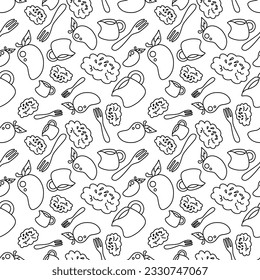 doodle line mango pegky arroce concepto patrón sin fisuras sobre fondo blanco. ilustración abstracta vectorial.
