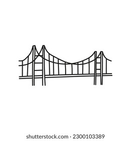 Doodle line San Francisco Golden gate bridge icon isolated on white background.