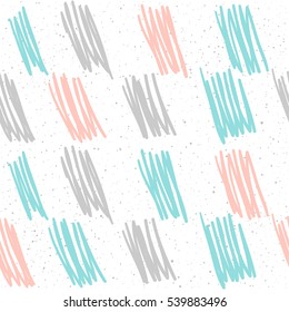 Doodle line seamless background. Grey, pink and blue line. Abstract line pattern for card, wallpaper, album, scrapbook, holiday wrapping paper, textile fabric, garment etc. 